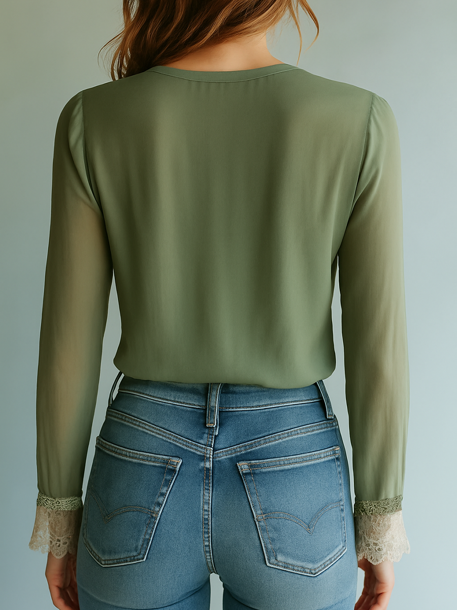 Emily - Bohemian Floral Printed Lace Blouse