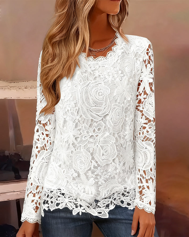 Lisa - Elegant Lace Long Sleeve Top