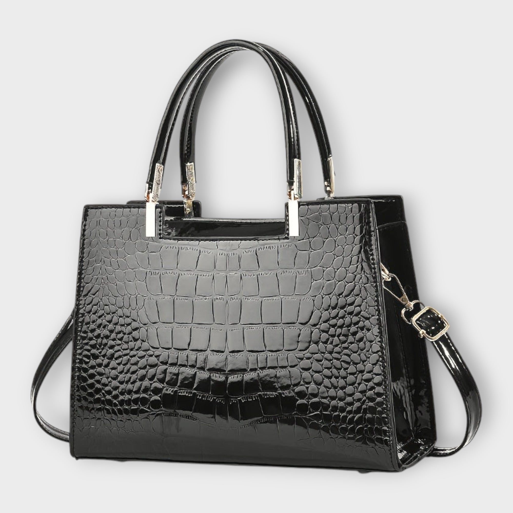 Zoey - Glossy Crocodile Pattern Handbag