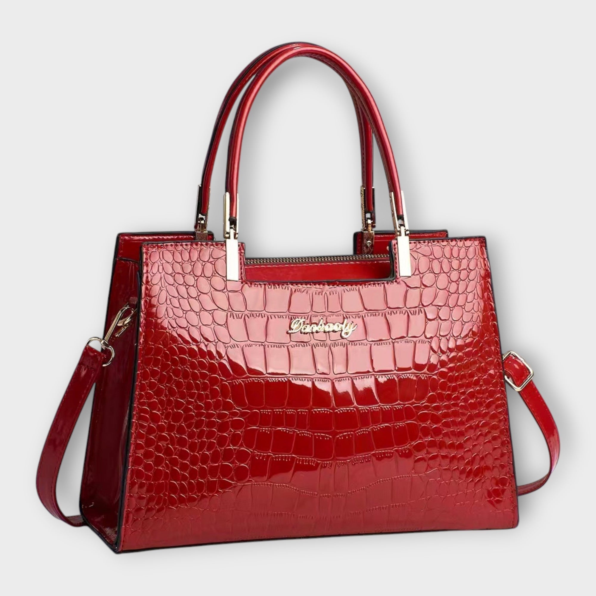 Zoey - Glossy Crocodile Pattern Handbag