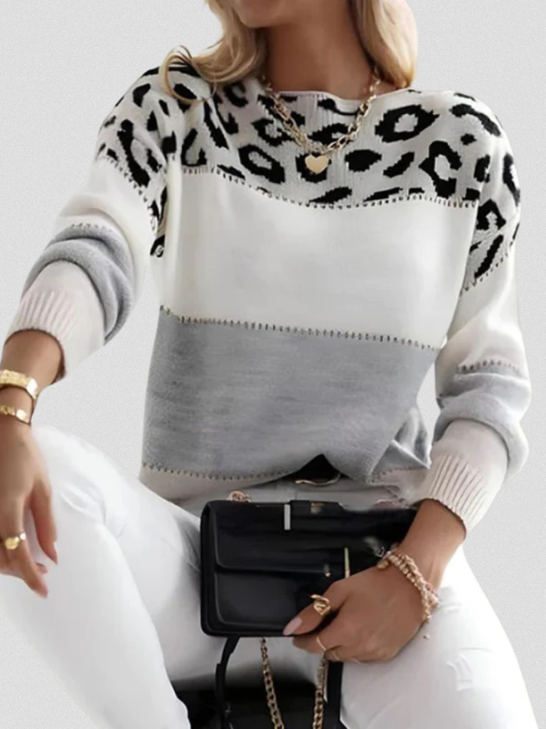 Celina™ | Leopard Accent Sweater